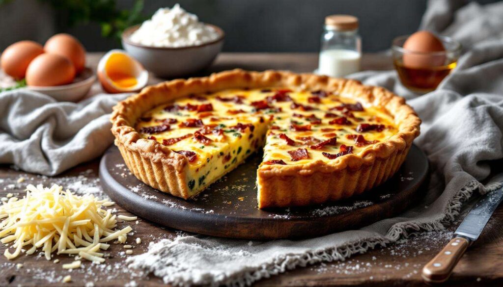 Quiche lorraine : la pâte brisée maison de Laurent Mariotte avec beurre, lardons fumés et gruyère