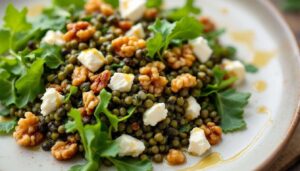 Salade de lentilles tièdes, chèvre frais et noix : le déjeuner healthy que même les enfants adorent