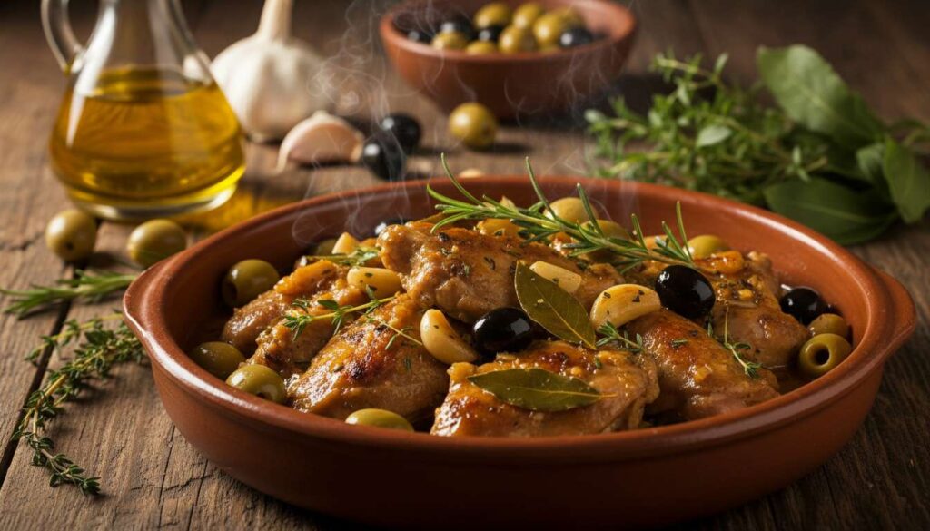 Recette de lapin à l'ail et olives de Claude