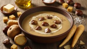 Crème de topinambours et panais aux châtaignes : recette savoureuse de Julie Andrieu