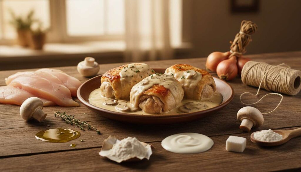 Paupiettes de poulet à la crème et aux champignons : recette savoureuse