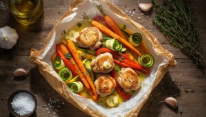 Légumes en papillote et sot-l'y-laisse poêlés d'Anthony Bonnet