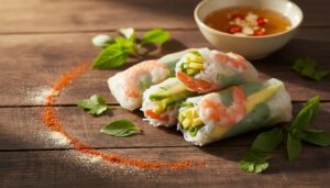 Rouleaux de printemps aux crevettes et mangue verte