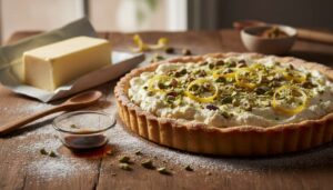 Tarte sablée à la ricotta, citron et pistaches : recette gourmande