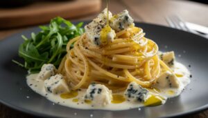 Spaghettis au bleu, roquette et poivre de Kampot : une recette savoureuse