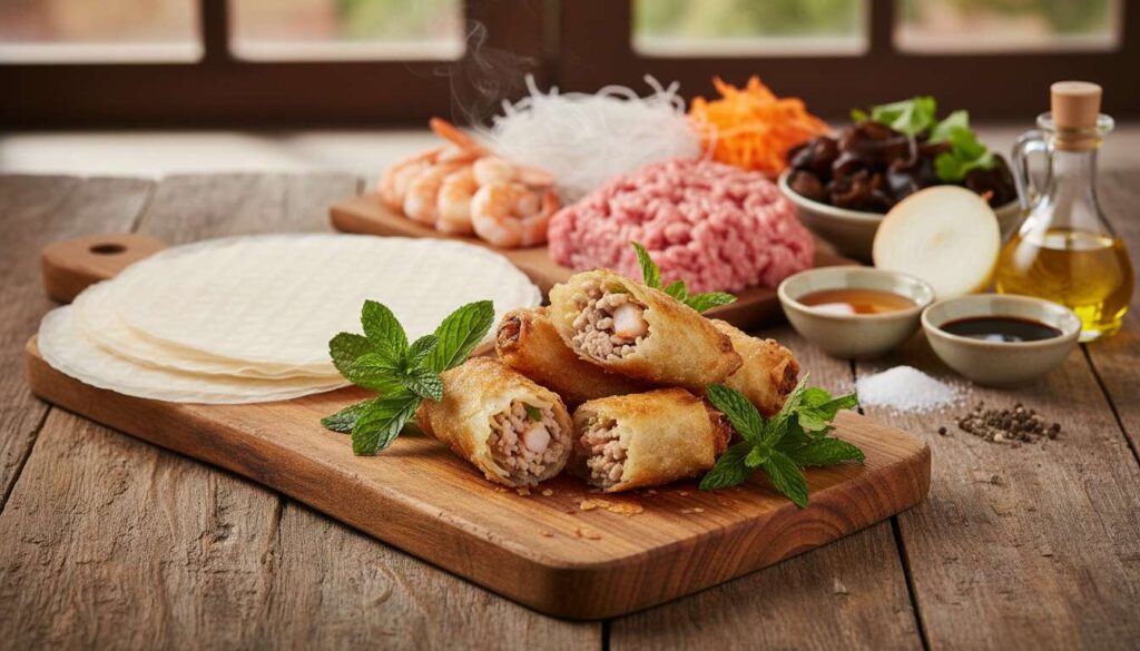 Recette de nems de la baie d'Along : porc et crevettes