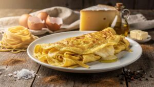 Tagliatelles en omelette au Cantal : recette gourmande
