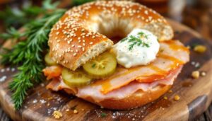 Bagels au poulet fumé et cornichons doux : la recette de Julie Andrieu