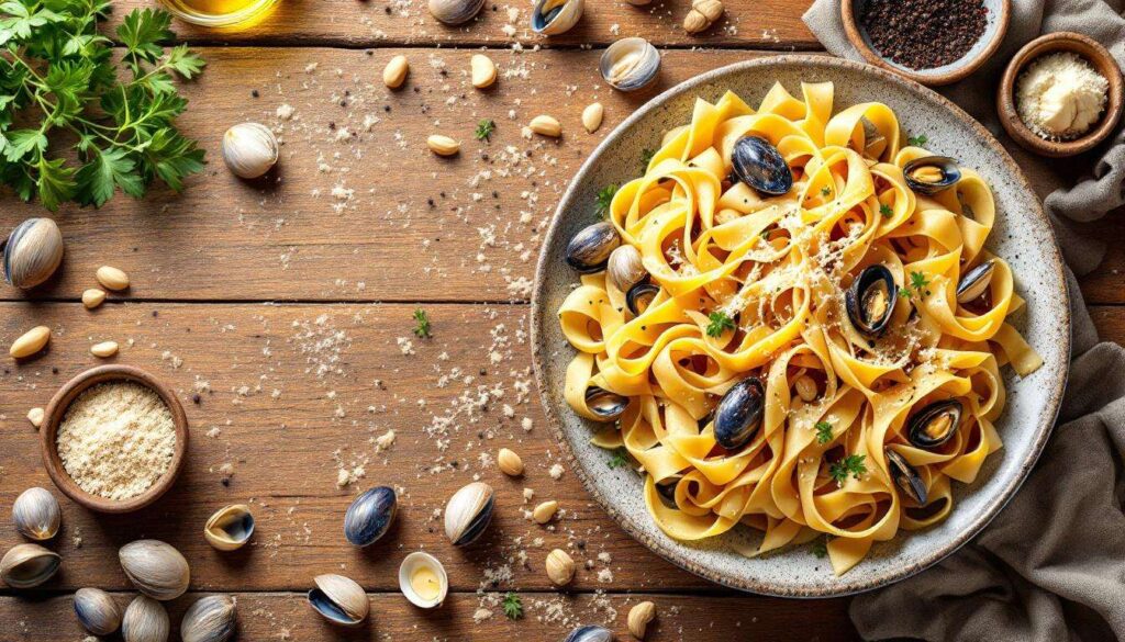 Pappardelle aux coquillages et pistou de persil : recette gourmande