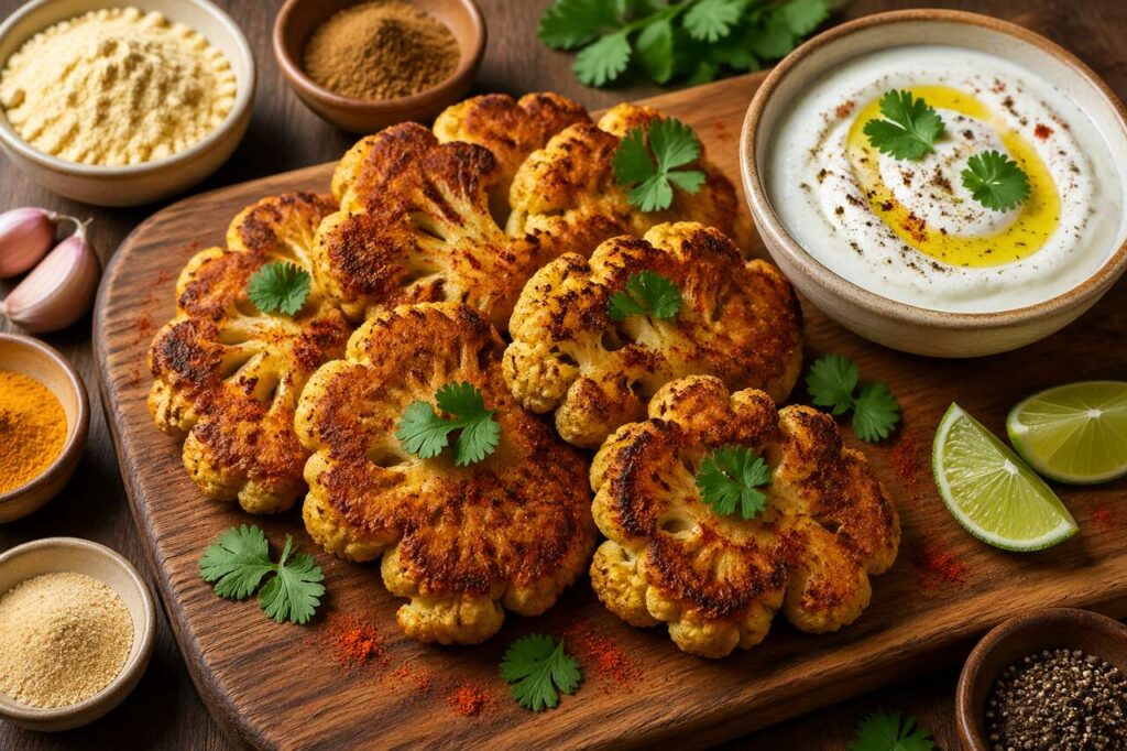 Recette : beignets de chou-fleur et sauce yaourt grec citron vert et coriandre