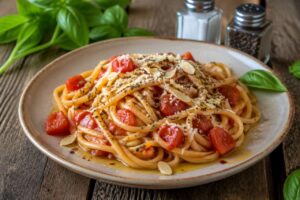 Linguine alla Trapanese : recette aux amandes, tomates et basilic