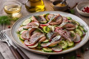 Salade de concombres et hareng saur par Emmanuel Chinon