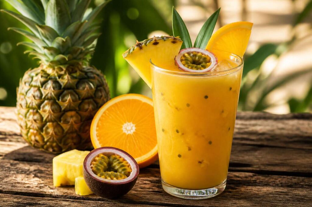Recette smoothie ananas, orange et passion : fraîcheur exotique