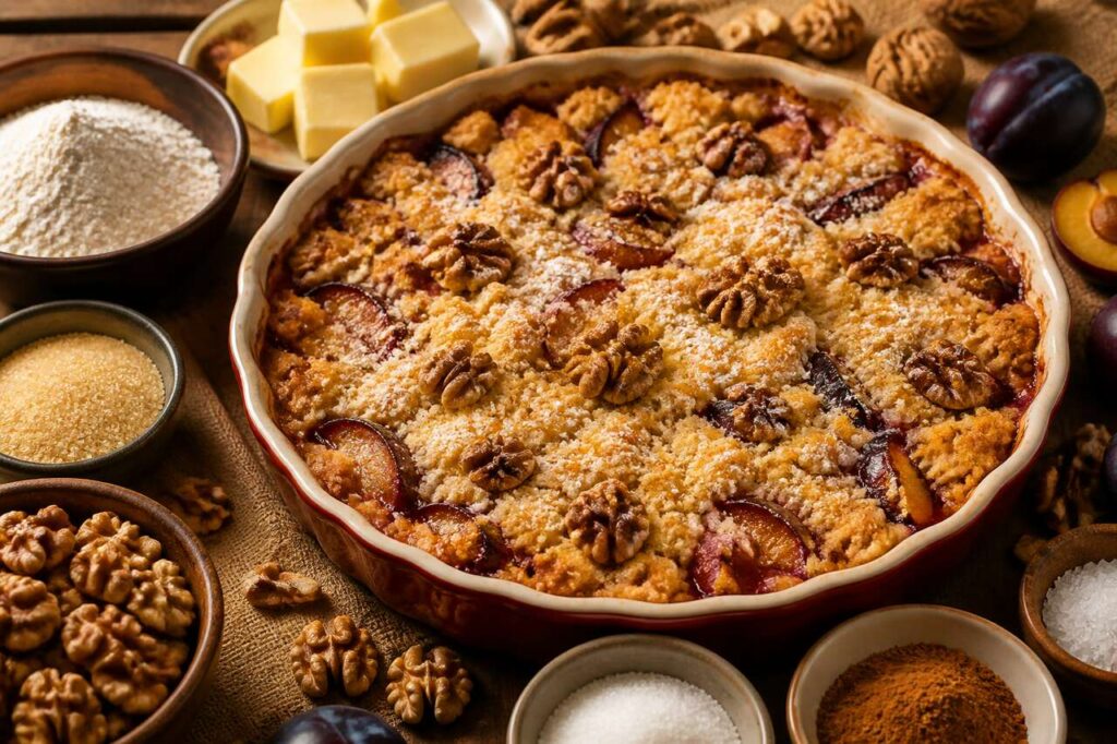 Recette crumble de prunes aux noix : gourmandise d'automne