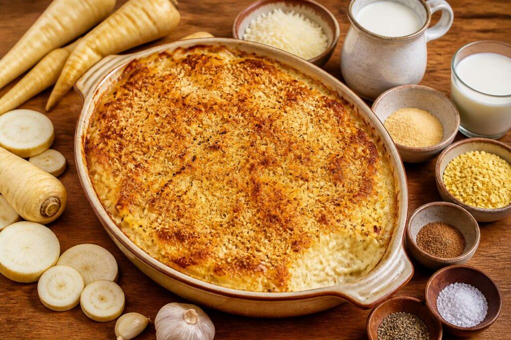 Gratin de panais au parmesan : recette facile et savoureuse