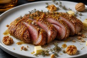 Magret de canard en croûte de noix : recette savoureuse de Julie Andrieu