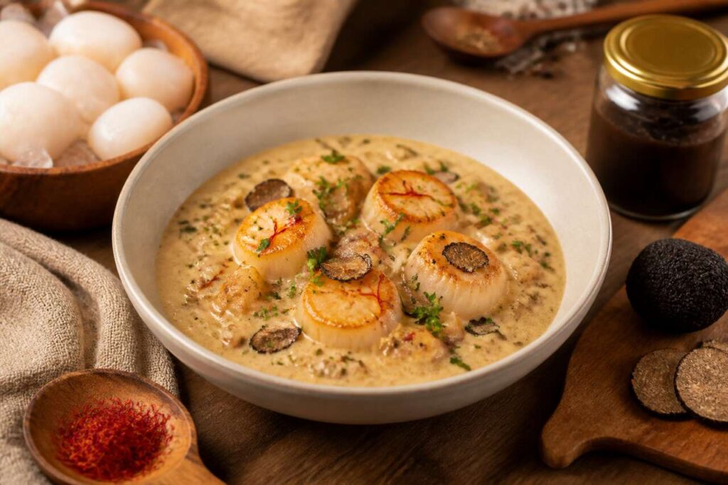 Ragoût de Saint-Jacques au Fumet de Trilles de Bertrand : recette savoureuse