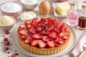 Tarte aux fraises et gelée de rose : une recette gourmande
